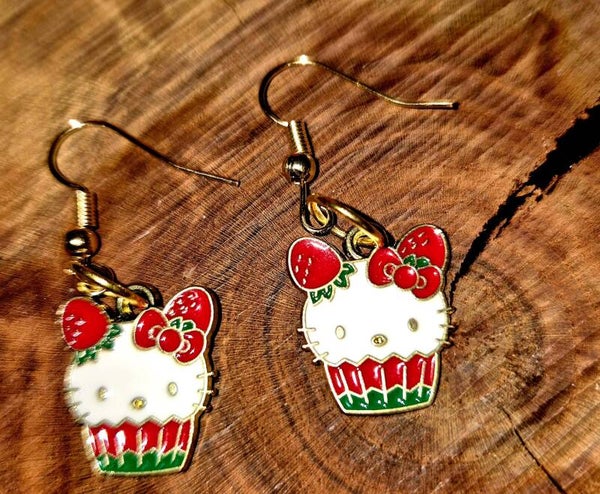 3033 Goldohrringe "Hello Kitty red"