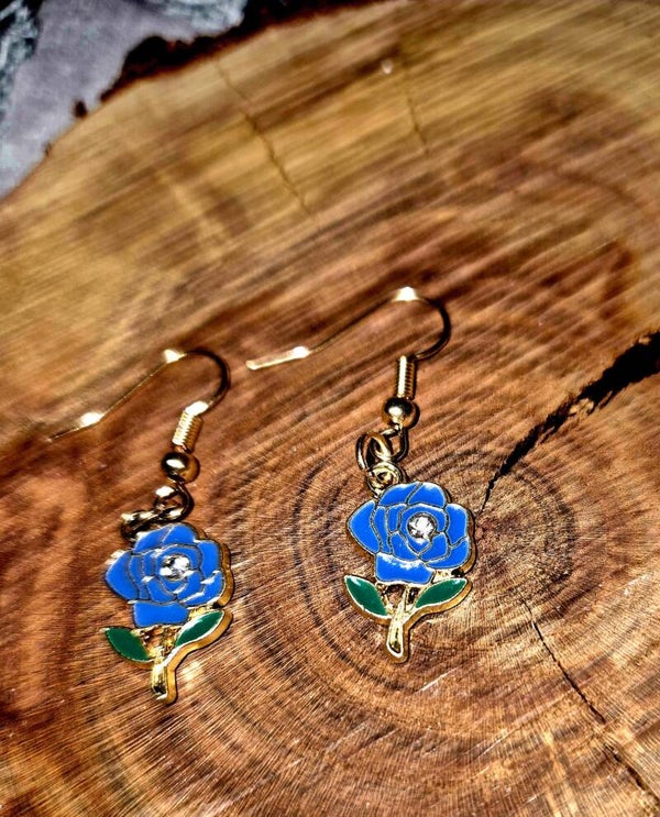 30013 Goldohrringe "Blue Flowers"