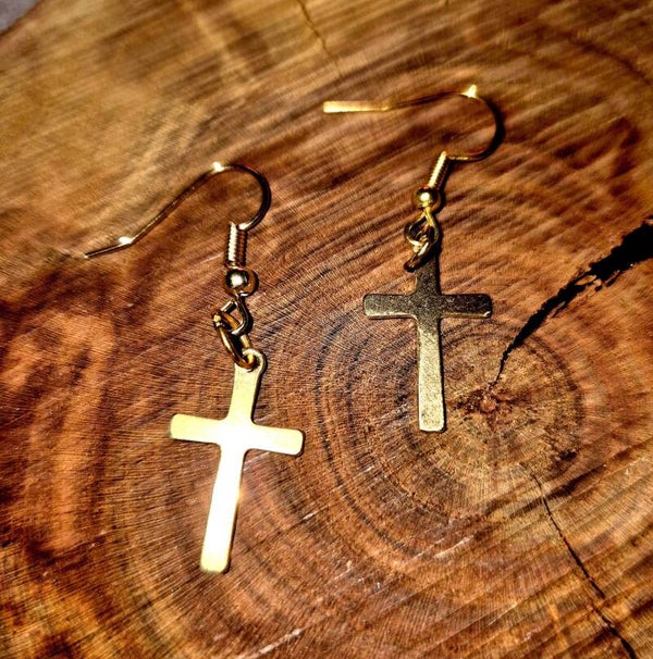 3023 Goldohrringe "Golden Cross"