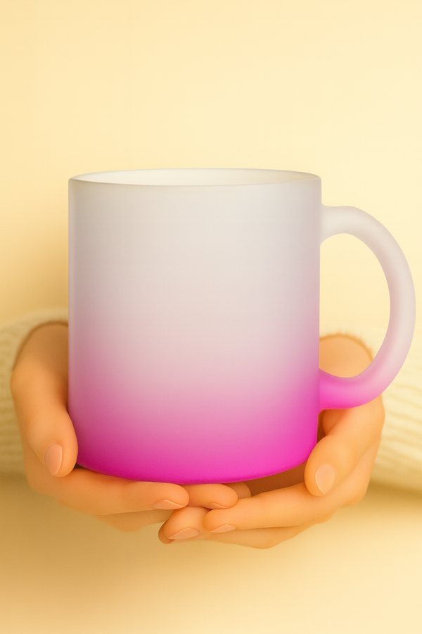 Mug givré rose personnalisable
