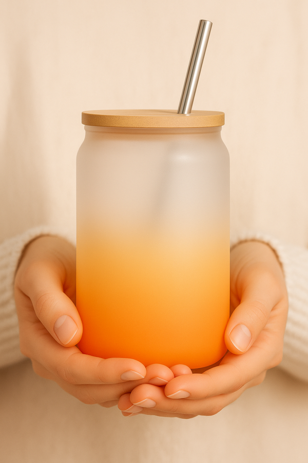 Verre givré orange personnalisable