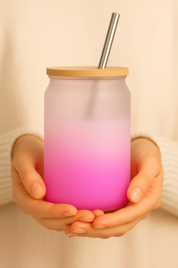 Verre givré rose personnalisable
