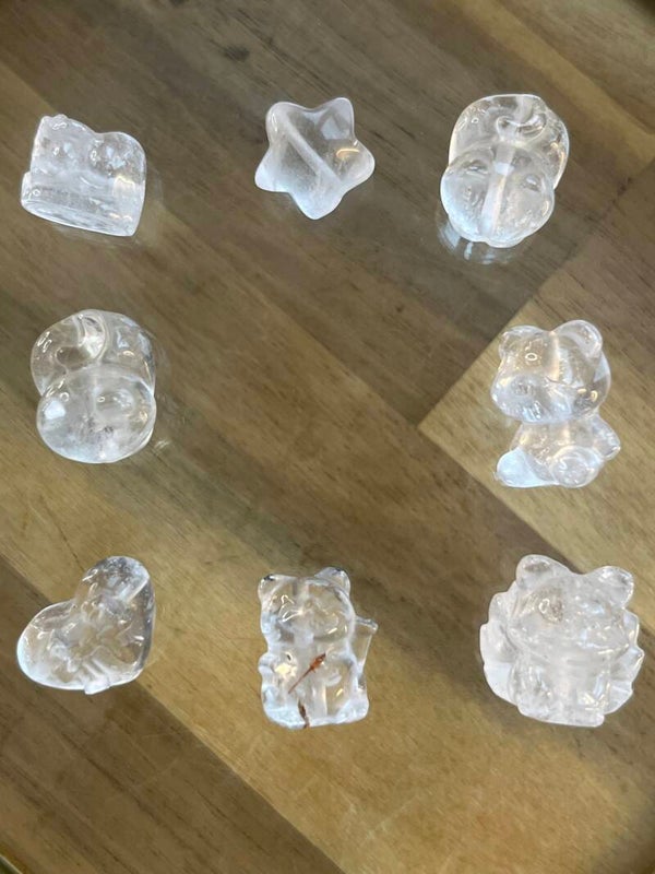 Bergkristal mini carvings €2,- p.s.