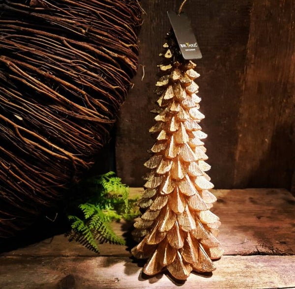 Kerstboom kaars antiek goud