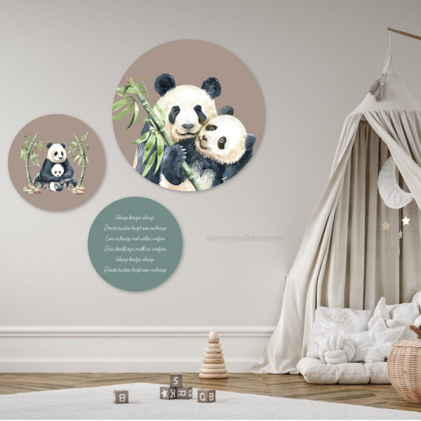 Muurcirkel set Panda