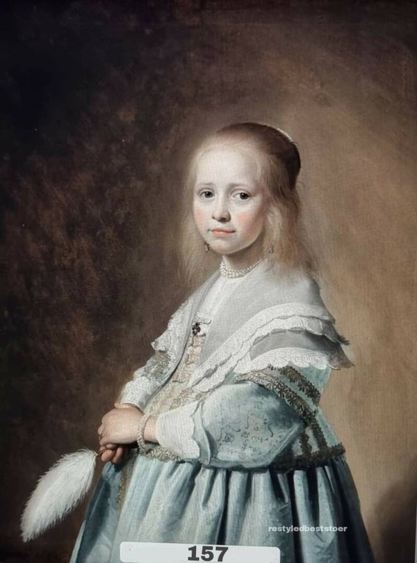 Wanddoek Portret van het meisje in het blauw 157