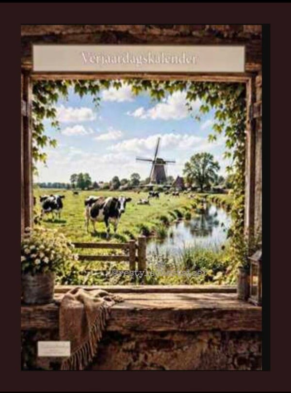 Verjaardagskalender raam hollandse koe