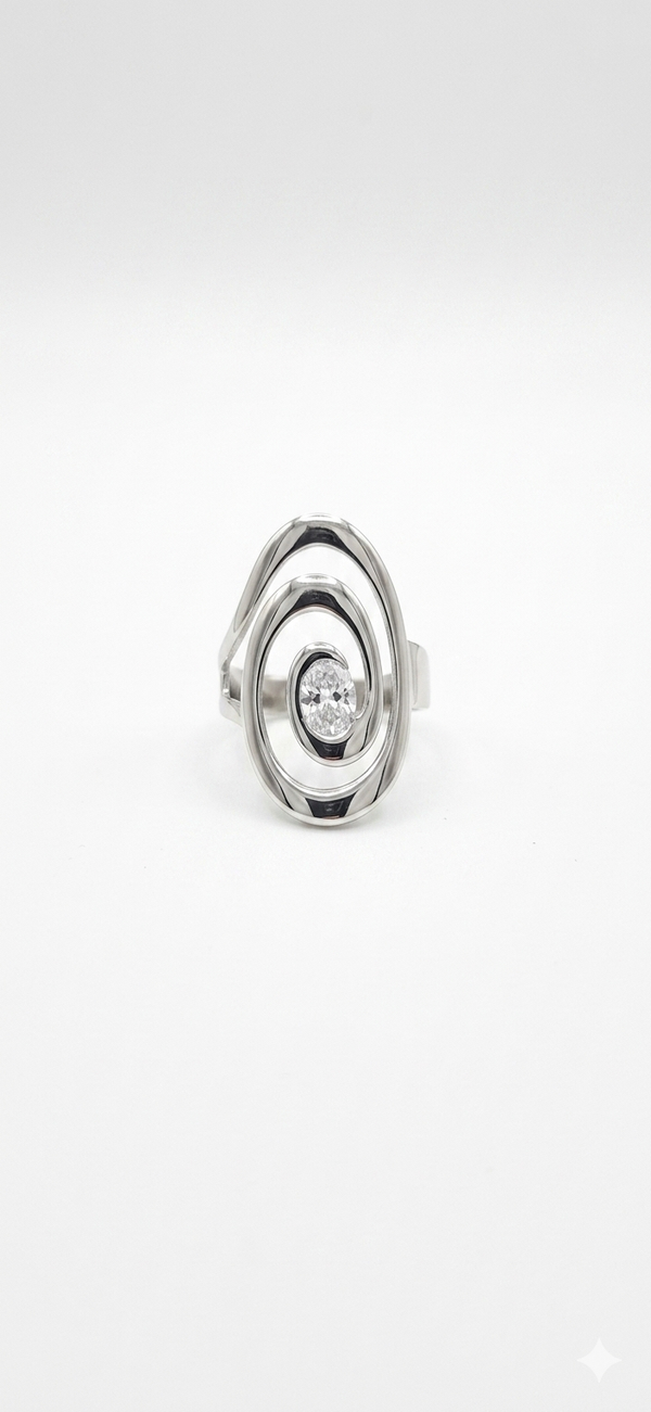 Anillo acero plateado