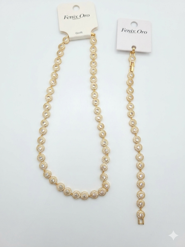 Conjunto acero dorado