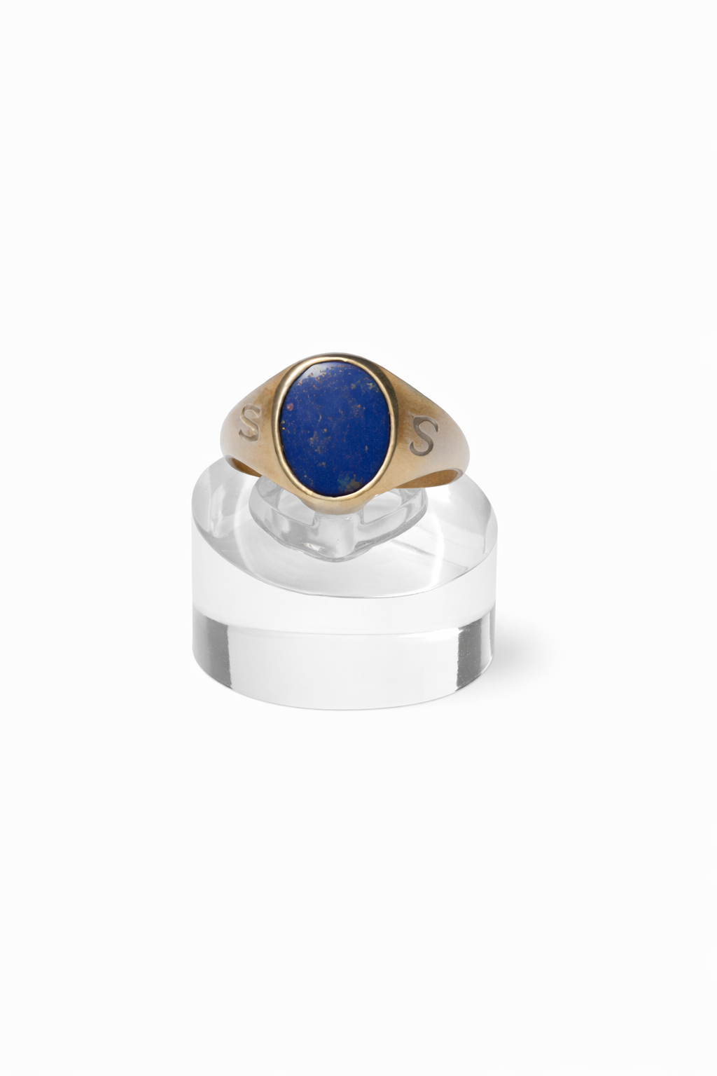 Lapislazuli Ring 925 Sterling Silber vergoldet Gravur innen außen
