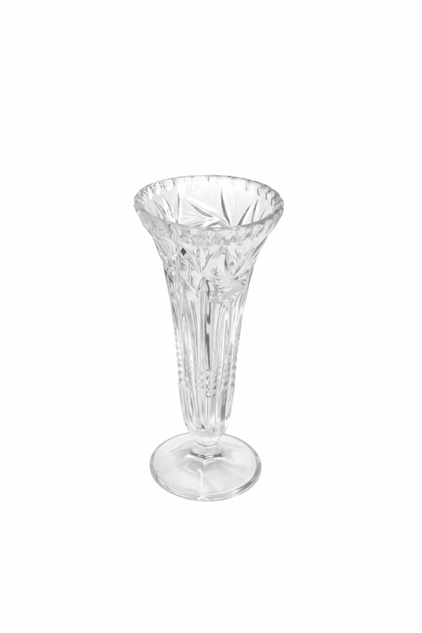 Schwere Bleikristall Blumenvase geschliffen mit Fuß Top Zustand