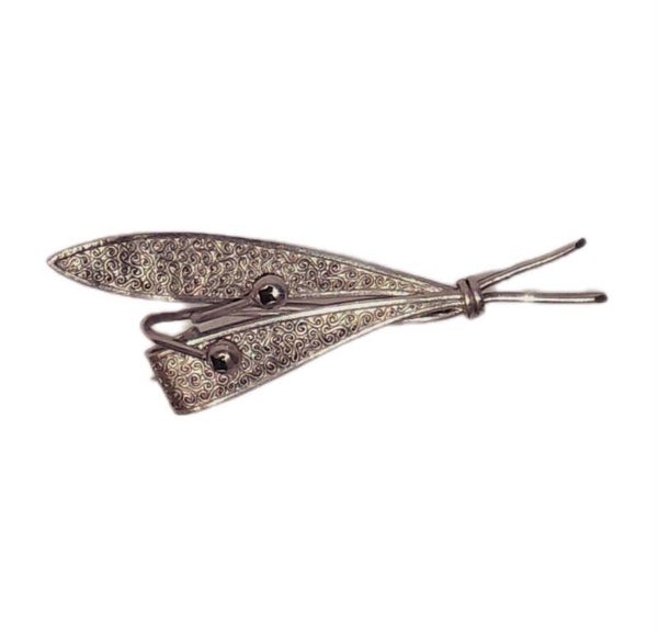 Brosche 800 Silber floral DDR-Zeit 60 x 17 mm feine Textur Vintage