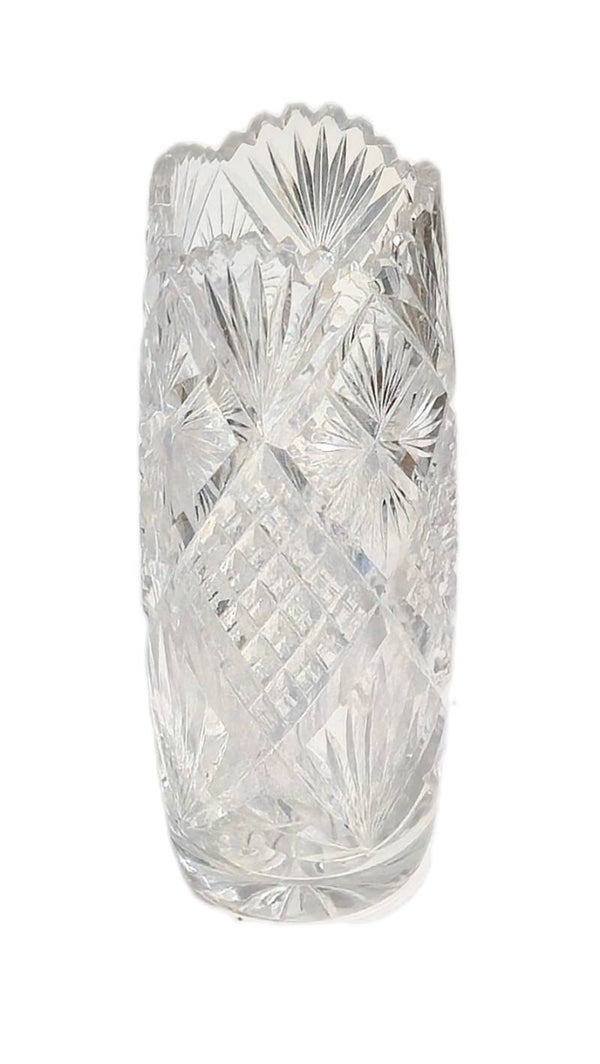 Bleikristall Vase geschliffen geriffelter Rand – Höhe 18,5 cm, Ø 6 cm, innen 17,5 cm