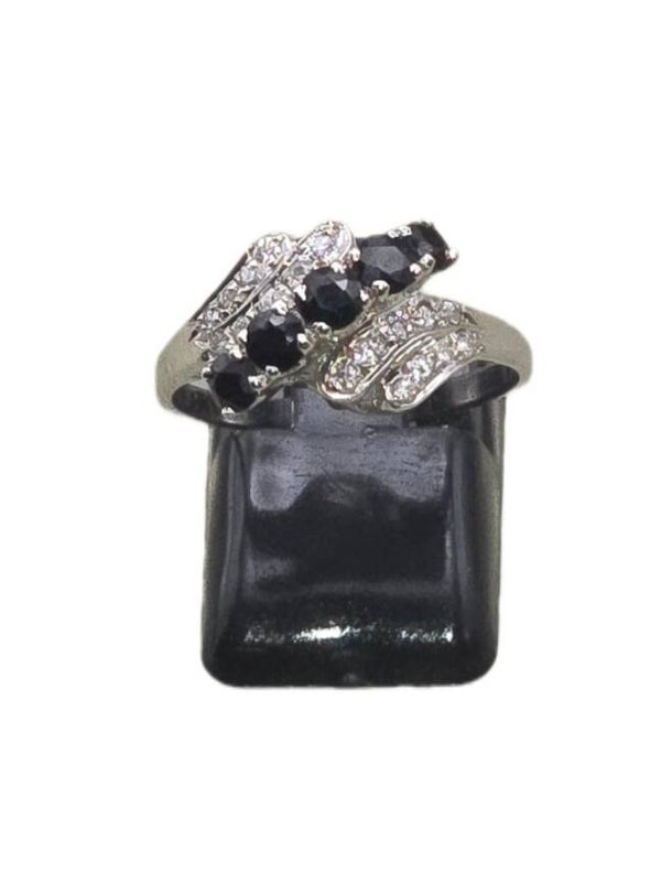 Saphir Ring mit CUBIC ZIRKONIA  925 Sterling Silber rhodiniert Ringgröße 57