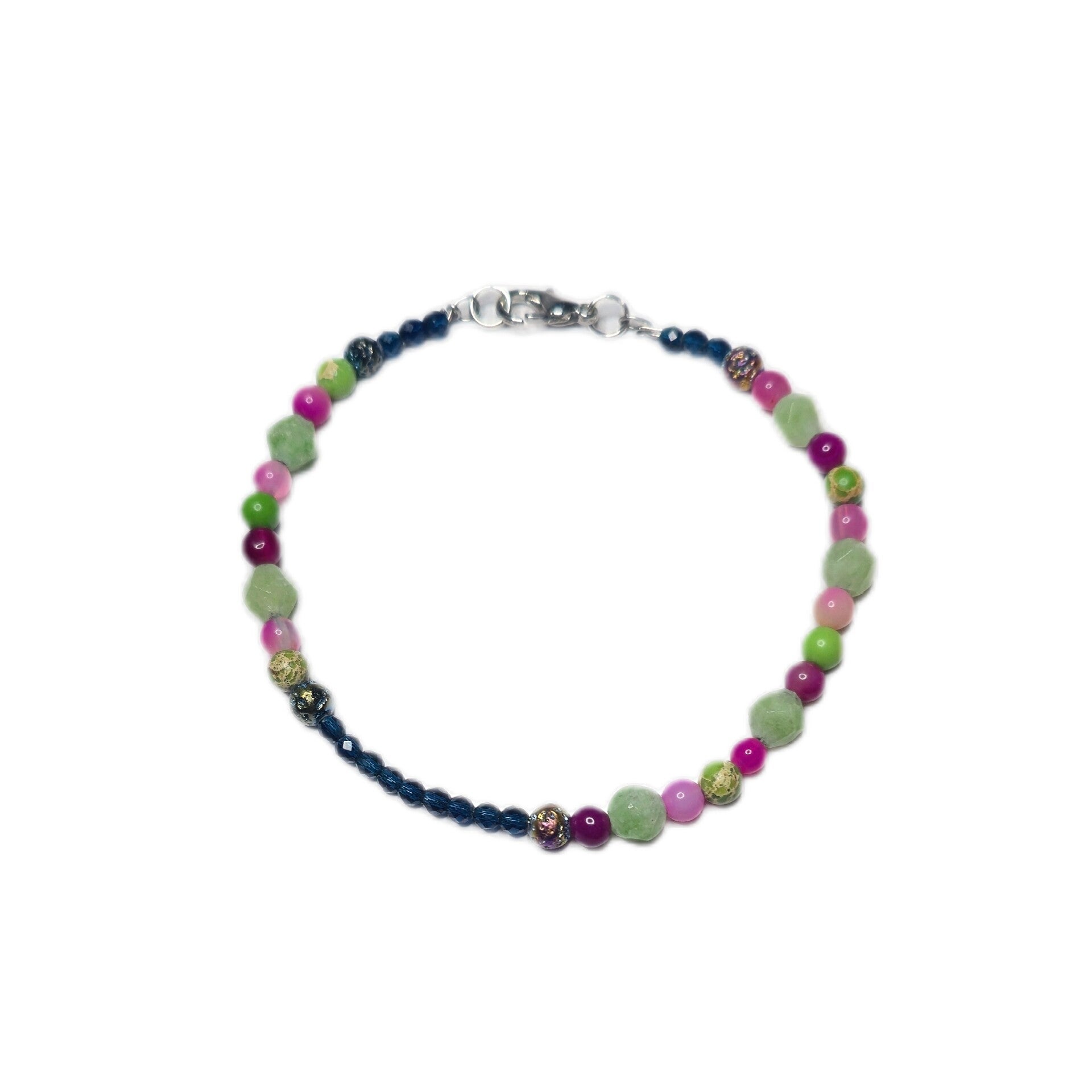 Unikat Armband Jade Jaspis Sandstein Achat auf Draht gefädelt 18,5 cm