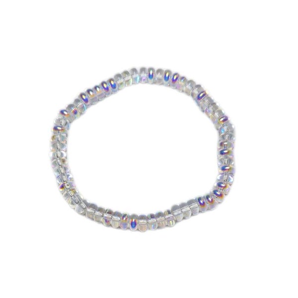 Opal Armband irisierend dehnbar Kordelzug handgemacht 17 cm 5 mm