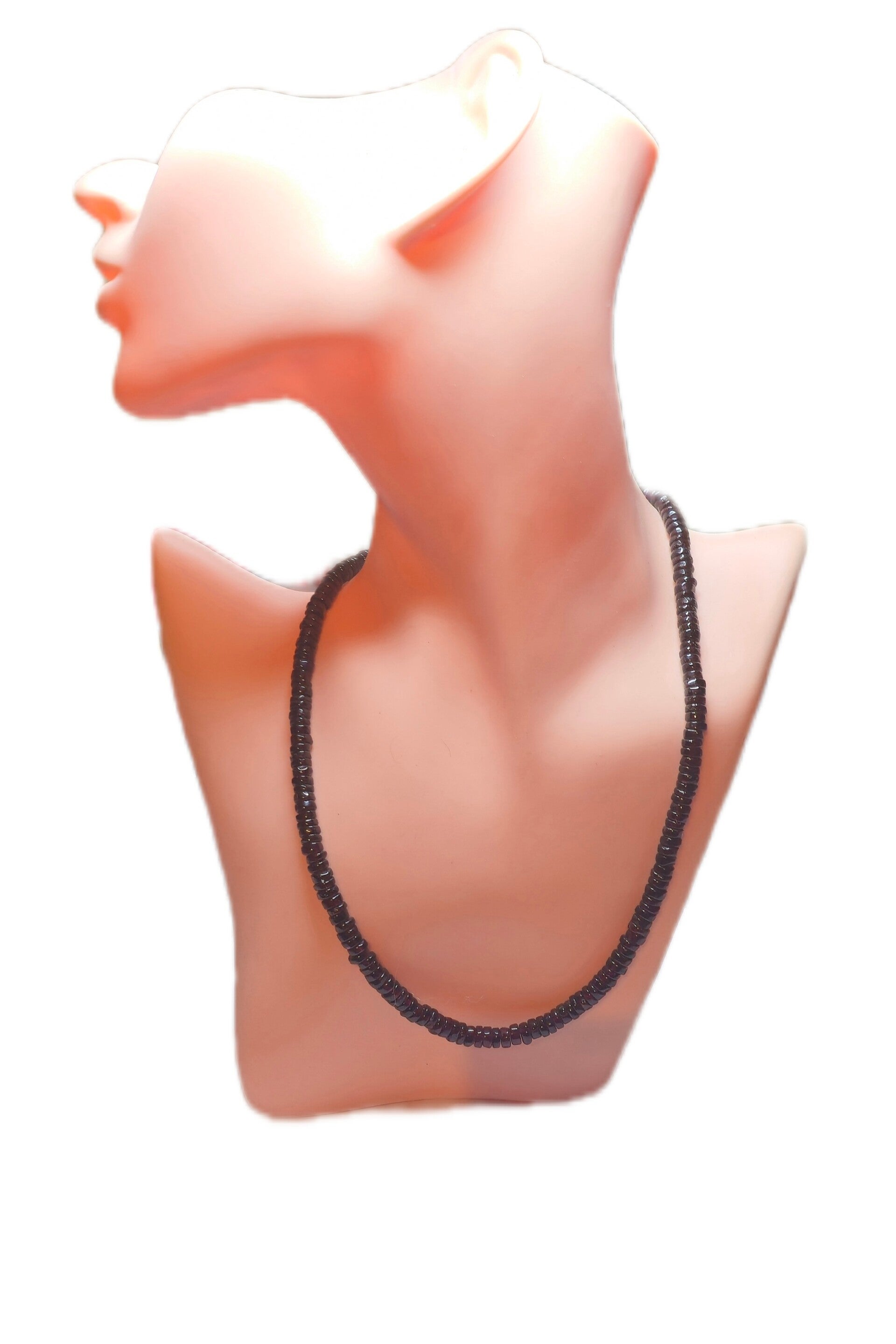 Granat Donut Kette tiefrot 44,5 cm ca. 190 Steine Vintage Collier