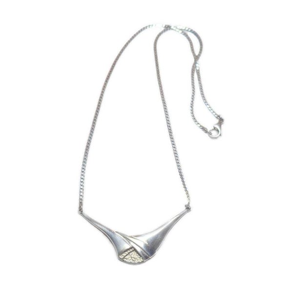 Kette mit Latz 835 Silber Matt Silber poliert mit Hammerschlag 43 cm