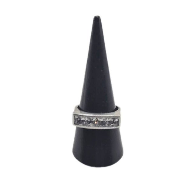 Markanter Ring 925 Sterling Silber Ringgröße 59 mit Cubic Zirkonia Antikschliff