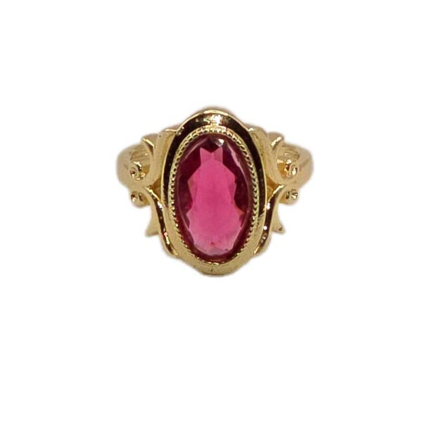 Ring vergoldet rubinroter synthetischer Zirkonia Ringgröße 59