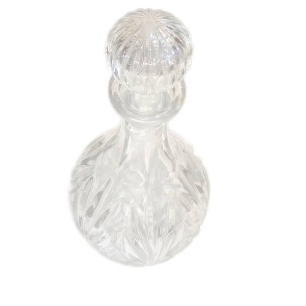 Bauchige Bleikristall-Karaffe 28 cm mit Deckel Sternmotiv Rautenschliff