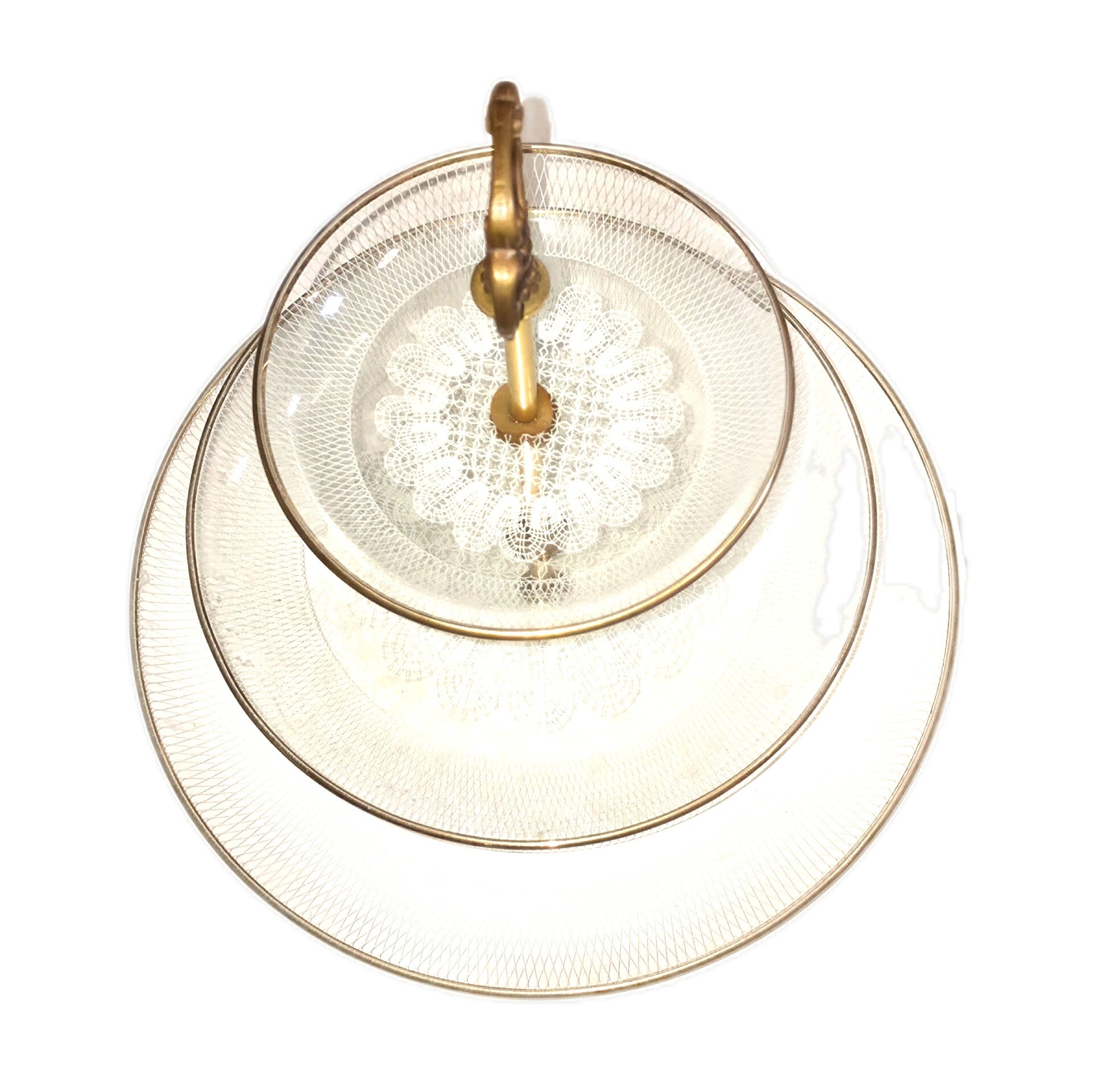 Vintage Etagere Glas 3-stufig Goldrand Messing