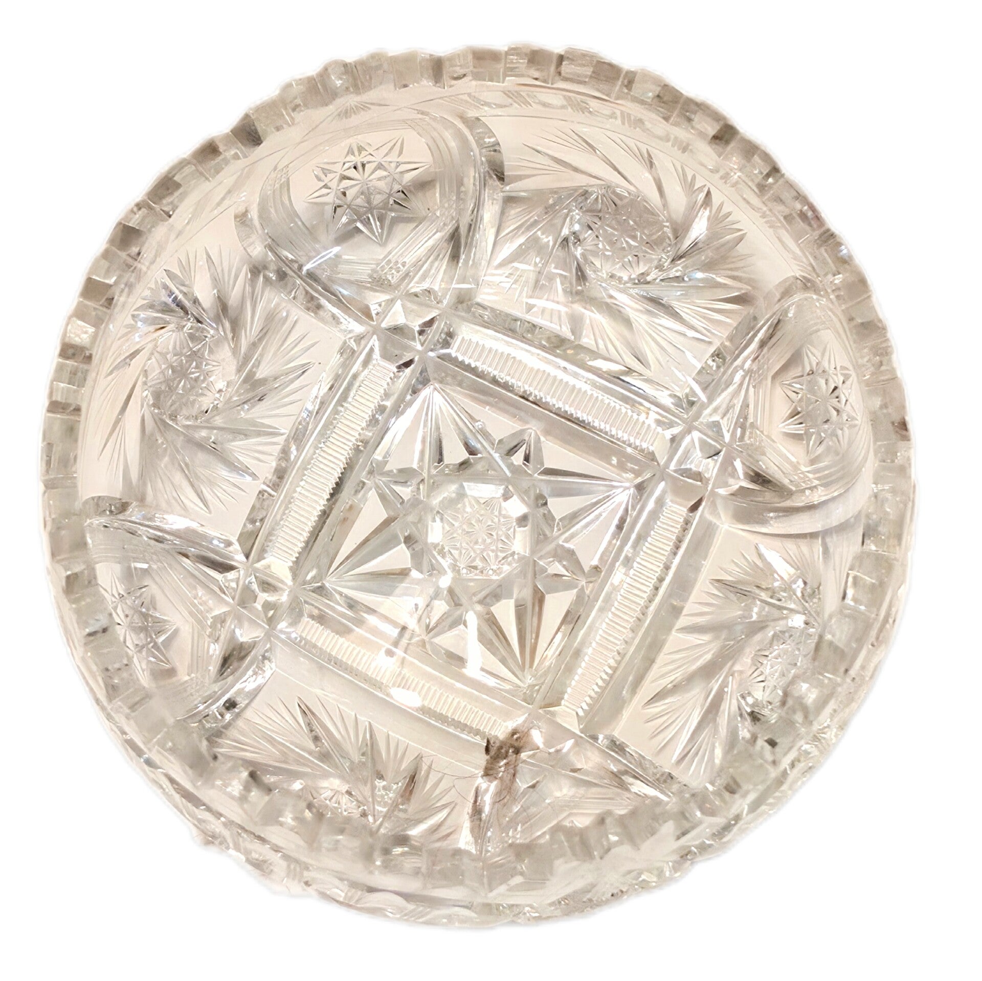 Bleikristall Schale mit Sternmotiv geriffelter Rand