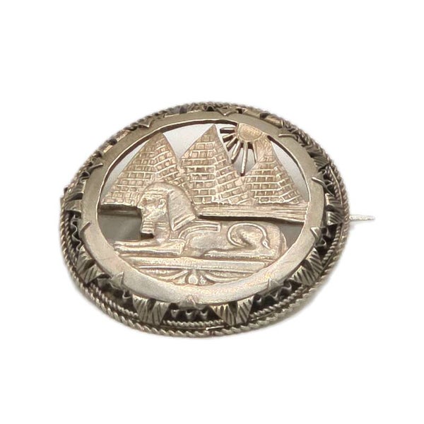 Vintage Brosche Ägypten Sphinx Pyramiden 925 Sterling Silber 34 mm 10,98 g