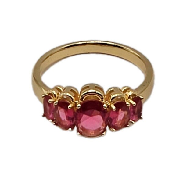 Art Deco Ring vergoldet roter Cubic Zirkonia neuwertiger Zustand