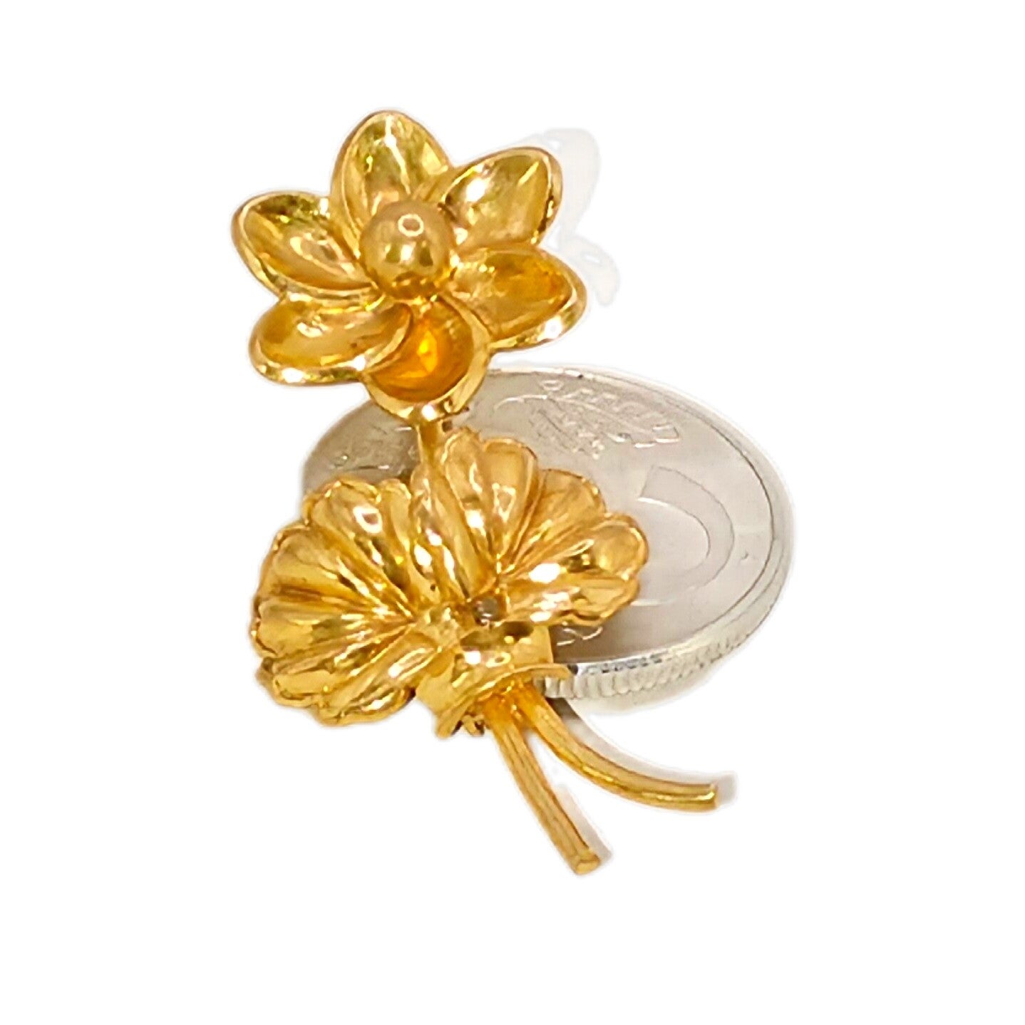 Vintage Brosche Blumenmotiv Gold Double vergoldet ungetragen