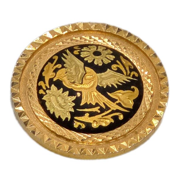 Vintage Toledo-Damaszener Brosche Vogelmotiv – Spanien – 35 mm