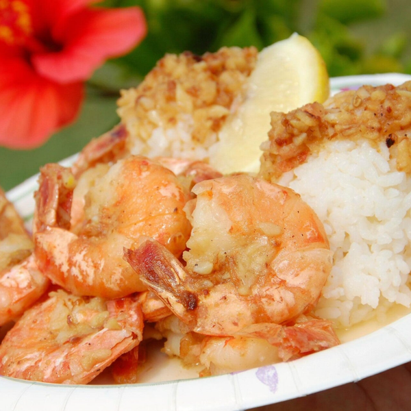 Hawaiian Inspired Fried Garlic Prawn Bowl