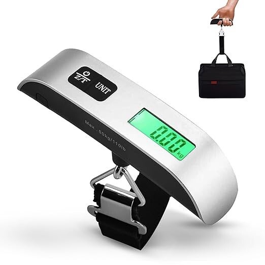 BÁSCULA DIGITAL DE EQUIPAJE en Kg/Lb - Balanza Maletas Viaje Digital 50kg con Pantalla LCD .