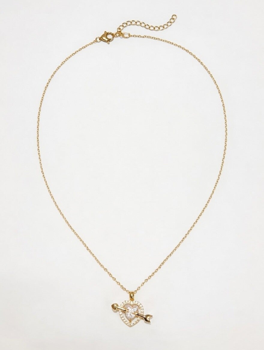 COLLAR CORAZON ATRAVESADO DORADO