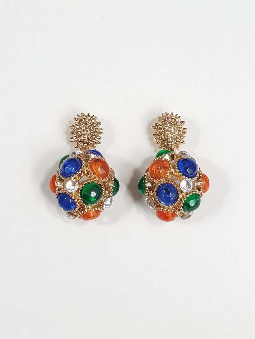 PENDIENTES BOLA DE COLORES EN DORADO