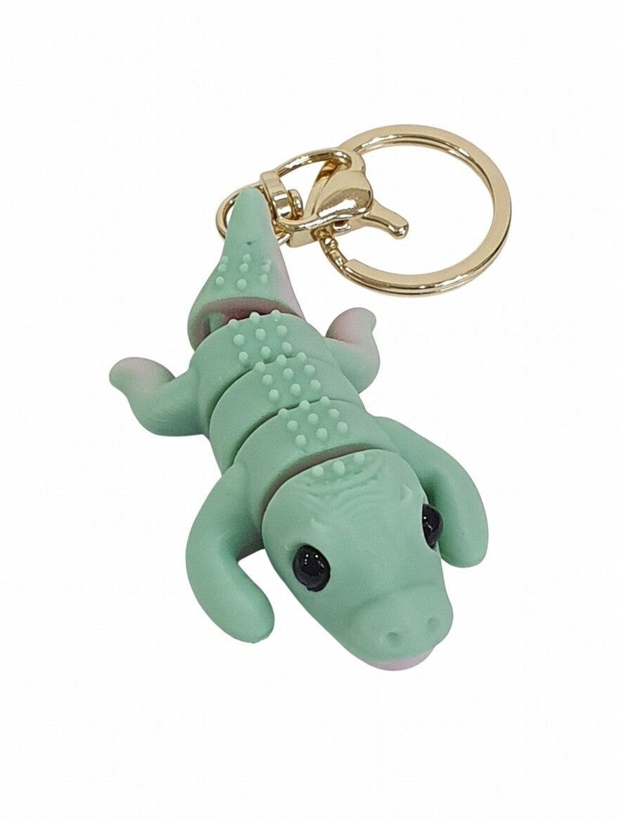 COCODRILO, LLAVERO EN 3D VERDE Y GRIS, MATE.