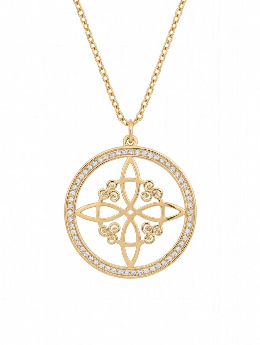 NUDO DE BRUJAS EN DORADO CON PEDRERIA