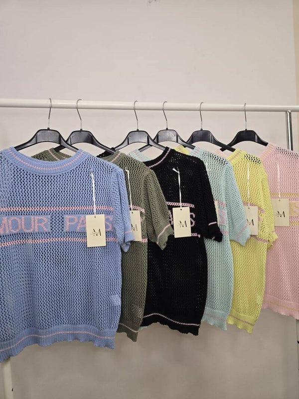 CAMISETAS DE HILO AZUL/VERDE/AMARILLO/ROSA/MENTA/NEGRO