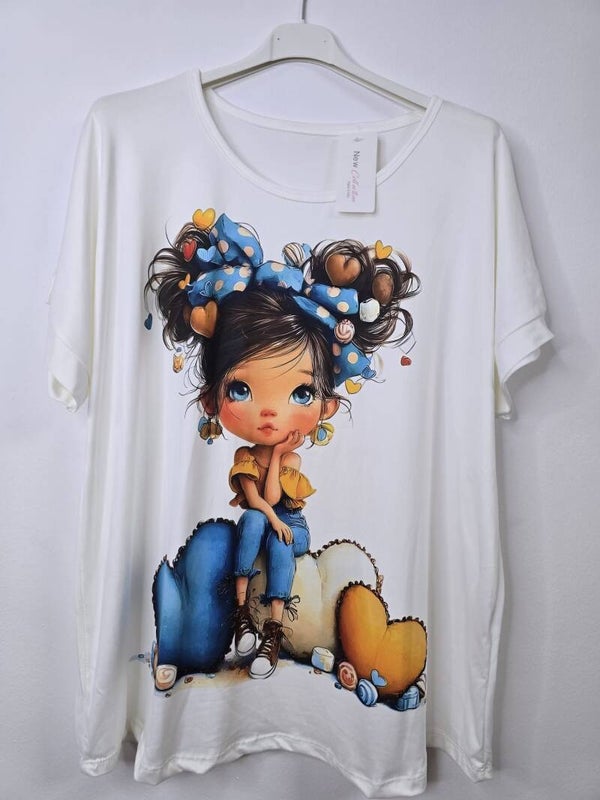 CAMISETA DIVERTIDA CHICA CON CORAZONES