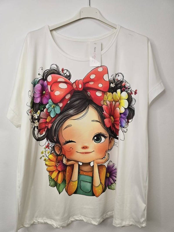 CAMISETA DIVERTIDA CHICA CON FLORES