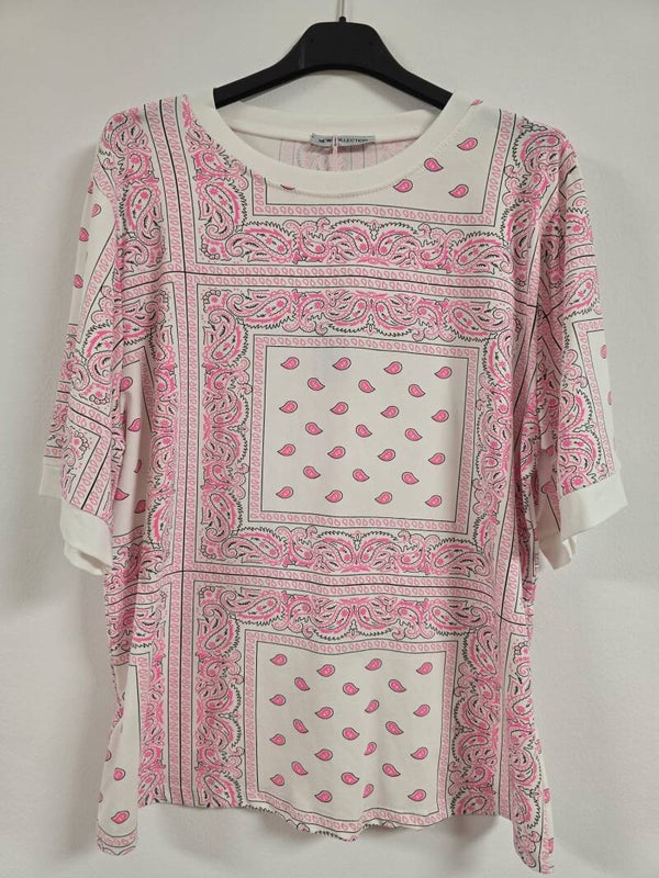 CAMISETA GRABADOS ROSA
