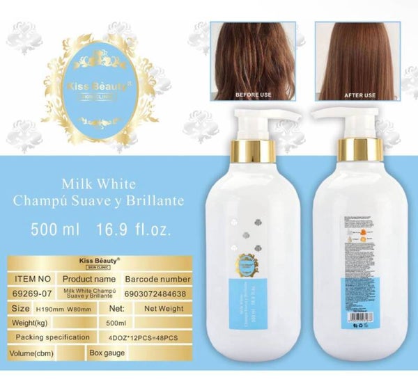 CHAMPU SUAVE Y BRILLANTE MILK WHITE 500 ml.