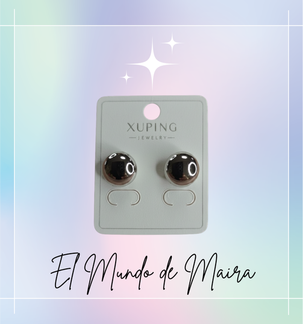 PENDIENTES BOTON PLATEADO