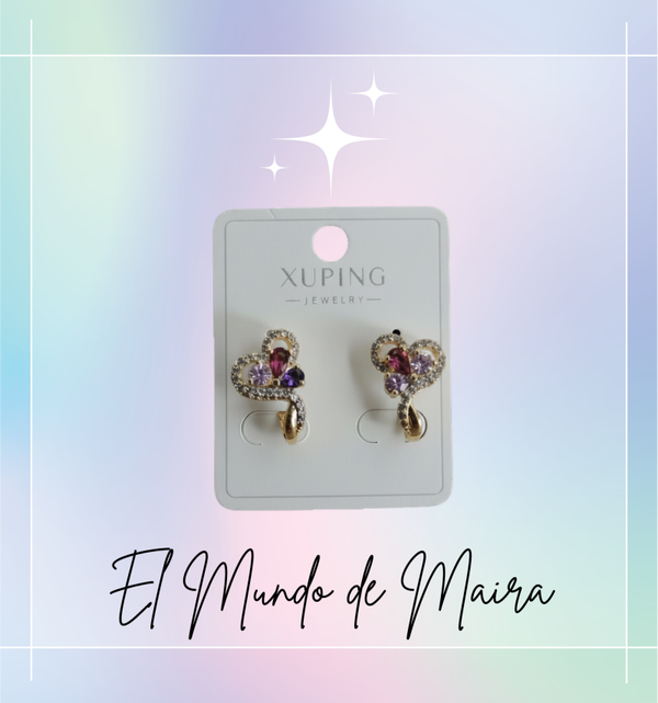PENDIENTES CORAZÓN 3 PIEDRAS