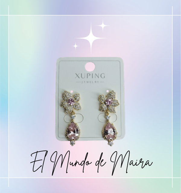 PENDIENTES PIEDRA ROSA/VERDE