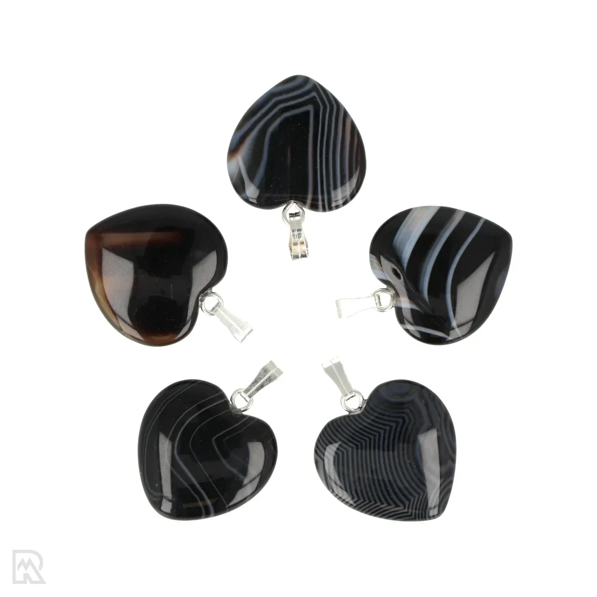 Hanger Zwart Agaat hart 2cm