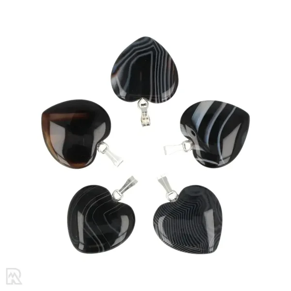 Hanger Zwart Agaat hart 2cm