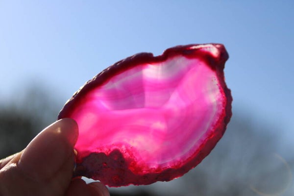 Sleutelhanger Agaat schijf gekleurd #1