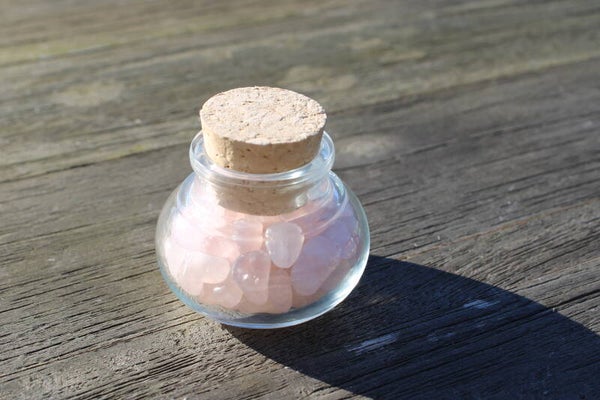 Glazen flesje met Rozenkwarts