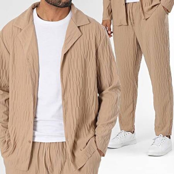 Ensemble Chemise Manches Longues Et Pantalon Beige